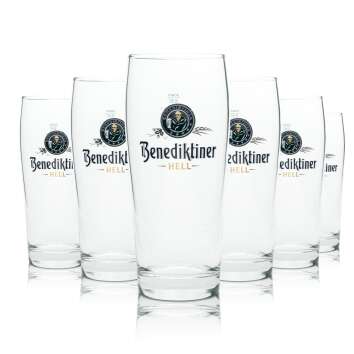 6x Benediktiner Weissbräu Beer Glass 0,5l Willi...