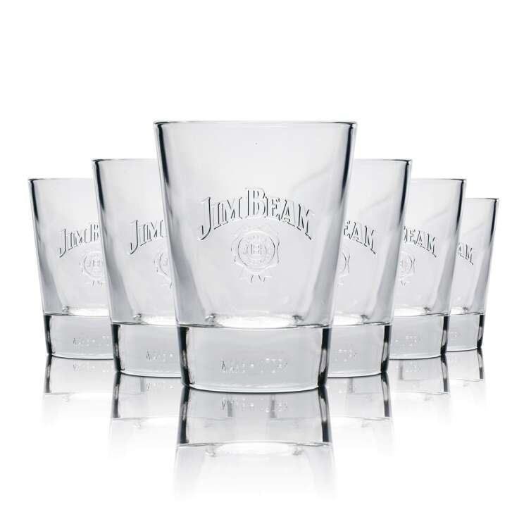 6x Jim Beam whiskey glass tumbler with engraving