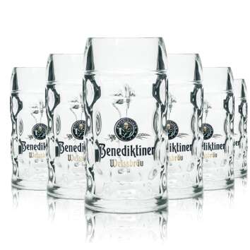 6x Benediktiner Weissbräu beer glass 0,3l mug Isar...
