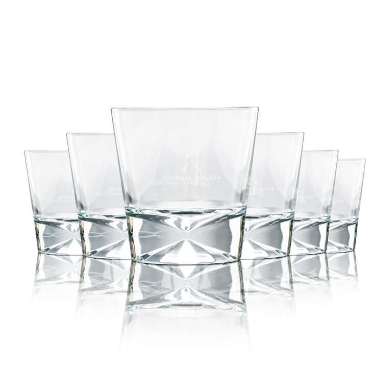 6x Johnnie Walker glass 0.2l whiskey tumbler mug long drink glasses bubble Gastro