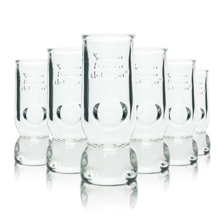 6x Veccio Amaro del Capo Glass 4cl Shot Glasses Relief Print Schnapps Short Stamper
