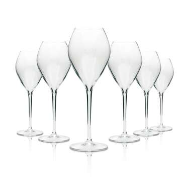6x Ruinart champagne glass flute with writing on base