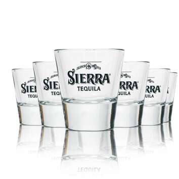 6x Sierra Tequila glass shot glass black white
