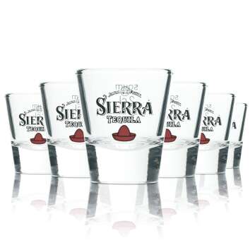 6x Sierra Tequila Glass 2cl Shot Short Stamper Schnapps...