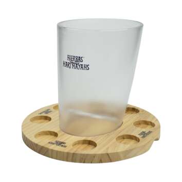 Hierbas herbal liqueur cooler + wooden tray ice box...
