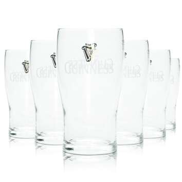 6x Guinness Beer Glass 0,3l Mug 1/2 Pint Tulip Sahm Willi...