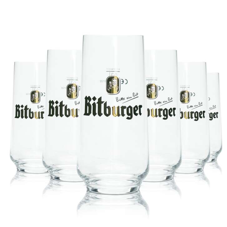 6x Bitburger Beer Glass 0,3l Mug Ritzenhoff Willi Retro Glasses Brewery Beer