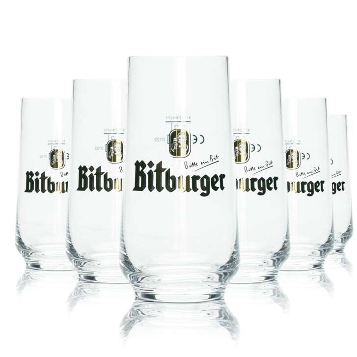 6x Bitburger Beer Glass 0,2l Mug Ritzenhoff Willi Retro Glasses Brewery Beer