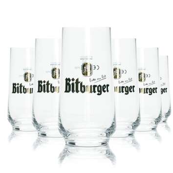 6x Bitburger Beer Glass 0,2l Mug Ritzenhoff Willi Retro...