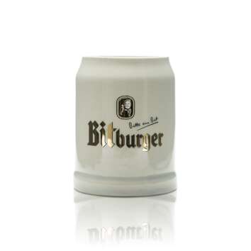 Bitburger beer mug 0,4l clay mug Seidel handle glasses...