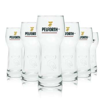 6x Pelforth Beer Glass 0,33l Relief Pelikan Glasses...
