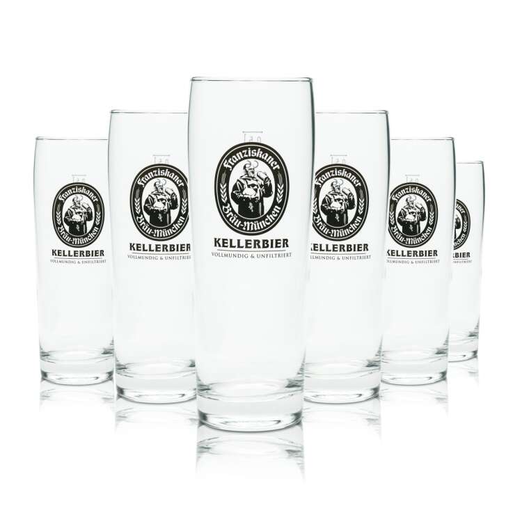6x Franziskaner Beer Glass 0,5l Kellerbier Willi Mug Glasses Brewery Beer Yeast