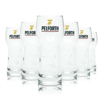 6x Pelforth Beer Glass 0,5l Relief Pelikan Glasses...