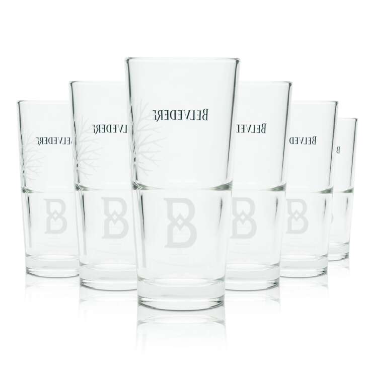 6x Belvedere vodka glass long drink new motif "B" cocktail glasses oak bar