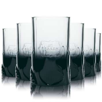 6x Kraken rum glass 0.3l relief print black long drink...