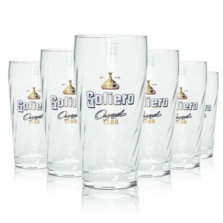 6x Sofiero beer glass 0,4l Willi mug 1888 Swedish strong beer glasses relief