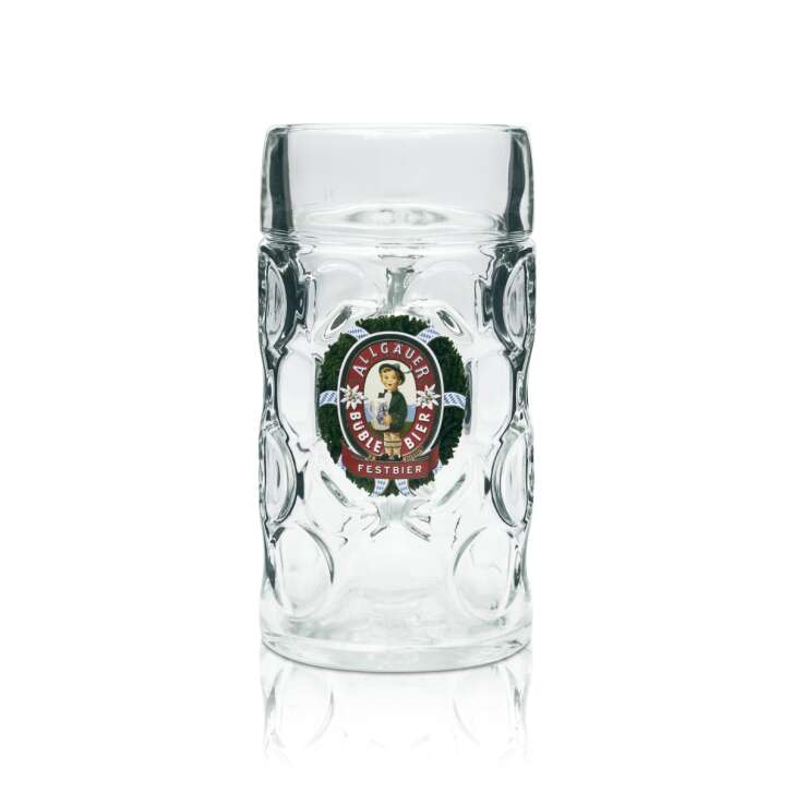 Allgäuer Büble glass beer 1l beer mug "Festbier" Wiesn mugs glasses relief Seidel