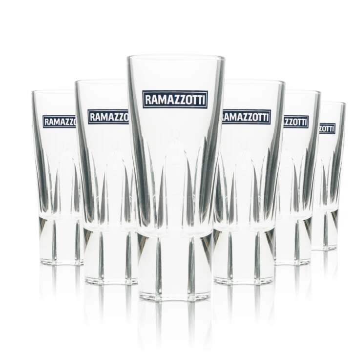 6x Ramazzotti Glass 0,15l Contour Tumbler Longdrink Relief Glasses On Ice Amaro ITA