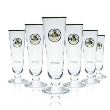 6x Warsteiner beer glass 0.1l tulip gold rim glasses...