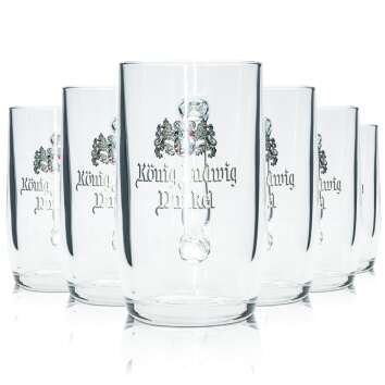 6x King Ludwig Beer Glass 0.5l Seidel Dark Sahm Handle...