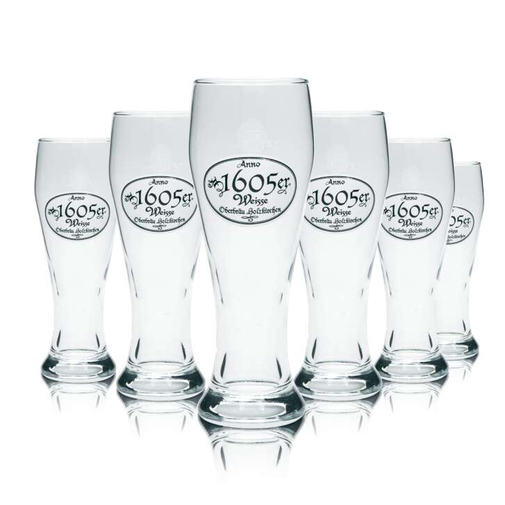6x Oberbräu beer glass 0,3l 1605er Weisse glasses Weiss Hefe Weizen Holzkirchen