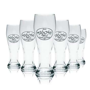 6x Oberbräu beer glass 0,3l 1605er Weisse glasses...