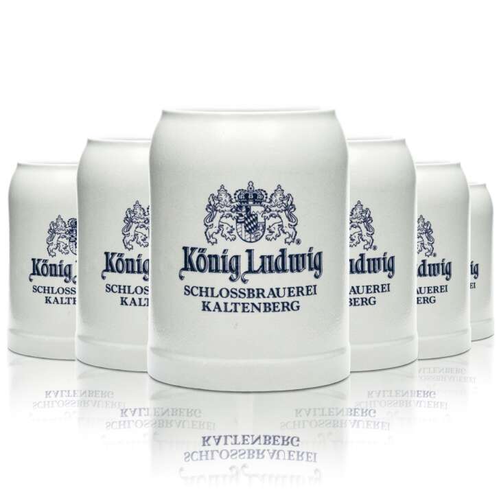 6x King Ludwig Beer Glass 0,5l Stein Jug Sahm Seidel Clay Glasses Kaltenberg