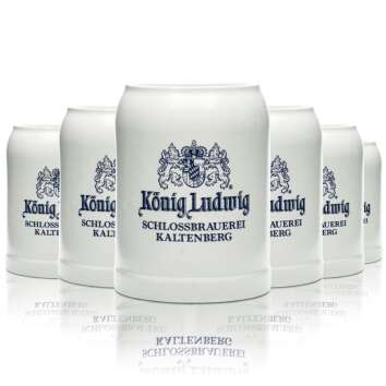 6x King Ludwig Beer Glass 0,5l Stein Jug Sahm Seidel Clay...