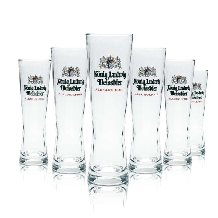 6x King Ludwig beer glass 0,5l wheat beer non-alcoholic glasses yeast wheat Bavaria