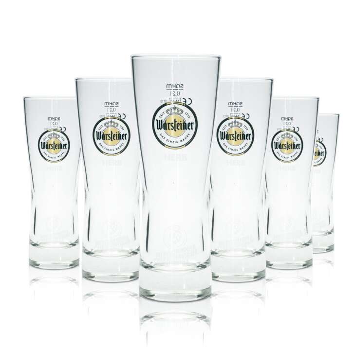 6x Warsteiner Beer Glass 0,2l Goblet Herb Sahm Tulip Cup Glasses Star Brewery
