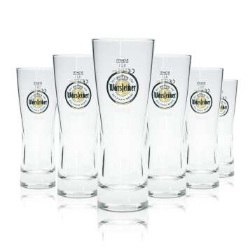 6x Warsteiner Beer Glass 0,2l Goblet Herb Sahm Tulip Cup...