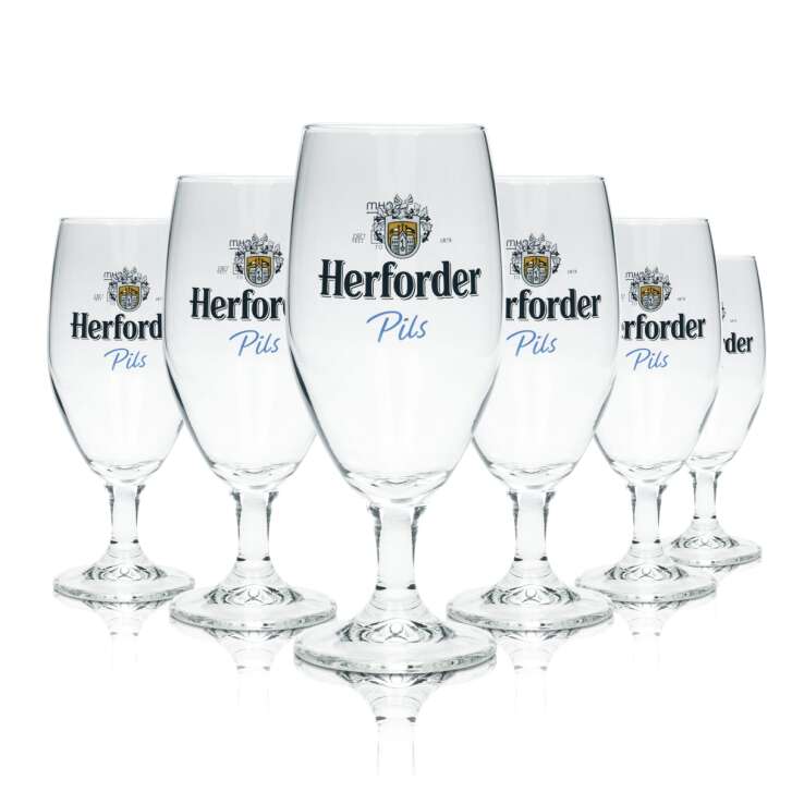 6x Herford Beer Glass 0,3l Pils Pokal Vienna Sahm Tulip Glasses Brewery Beer