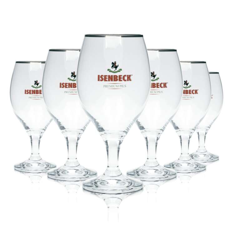 6x Isenbeck beer glass 0.4l tulip goblet pilsner glasses brewery stemware Beer Bar