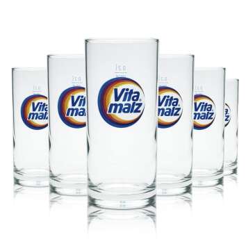 6x Vitamalz beer glass 0,2l mug colorful retro glasses...