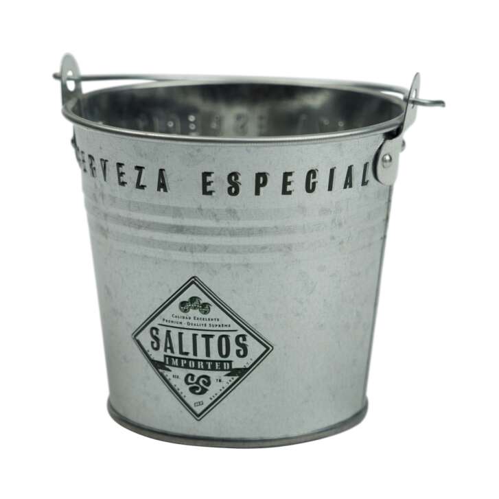 Salitos Beer Cooler Mini Bucket Tin Bucket Ice Bucket Bar Metal Cans Ice Silver Black