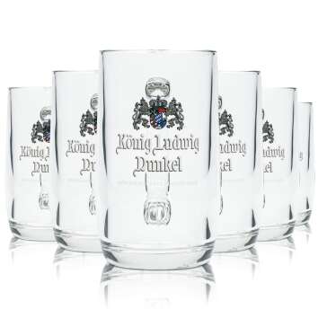 6x King Ludwig Beer Glass 0.3l Mug Exclusive Dark Sahm...