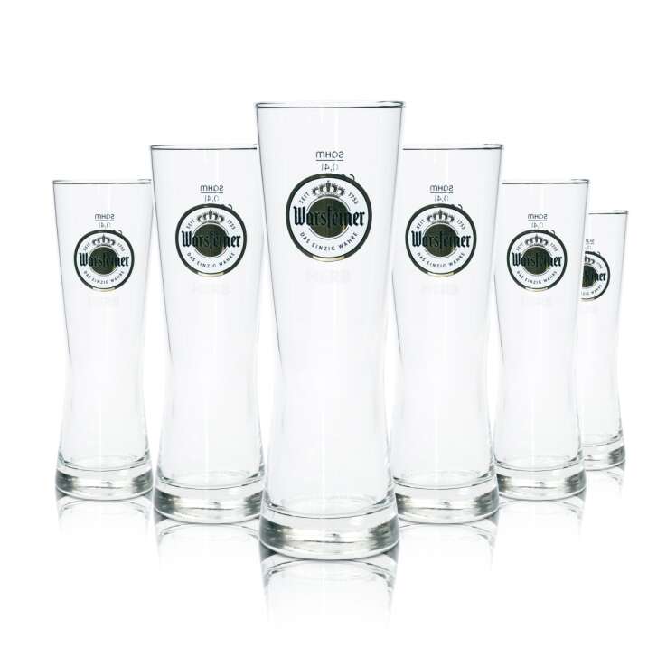 6x Warsteiner Beer Glass 0,4l Goblet Herb Cup Glasses Tulip Bar Mug Willi Bar