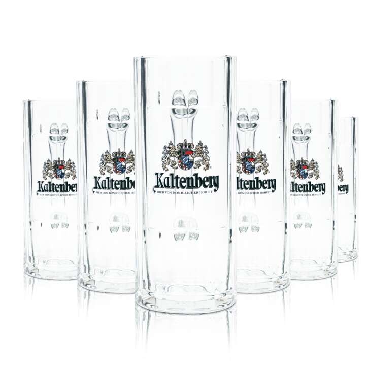 6x Kaltenberg beer glass 0.3l mug Wallenstein Sahm Seidel relief glasses handle