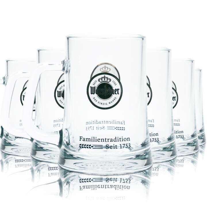 6x Warsteiner beer glass 0,5l mug Party Seidel handle glasses mugs Brewery Beer