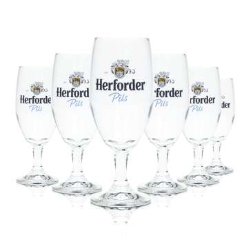 6x Herforder Pils Beer Glass 0,2l Goblet Vienna Sahm...