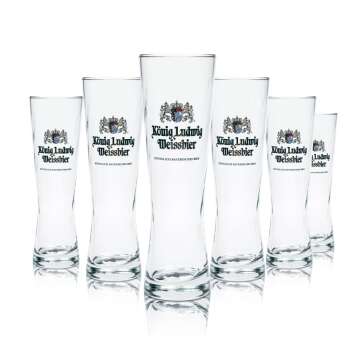 6x King Ludwig Beer Glass 0,5l Weissbier Glasses...