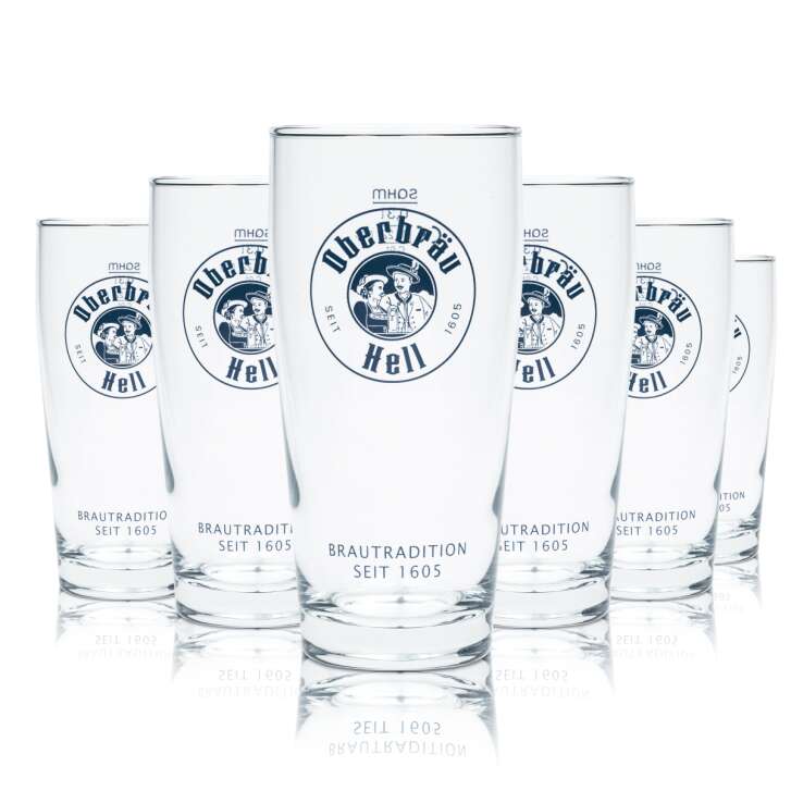 6x Oberbräu beer glass 0,3l Willibecher Sahm glasses tumbler cup tulip bar