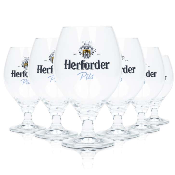 6x Herford beer glass 0.4l goblet pilsner glasses tulip balloon stemmed glass brewery