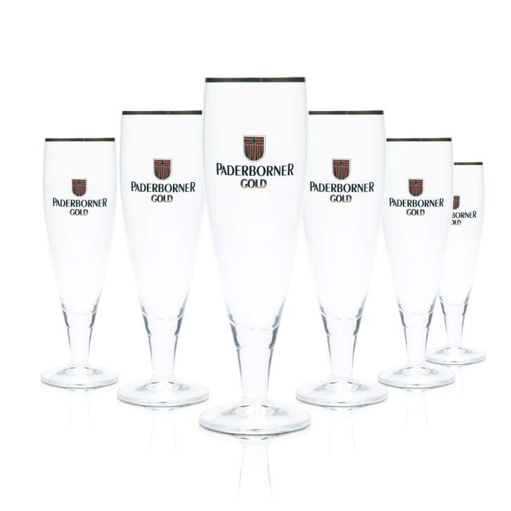 6x Paderborn beer glass 0.3l goblet gold rim Ritzenhoff glasses tulip stemmed glass