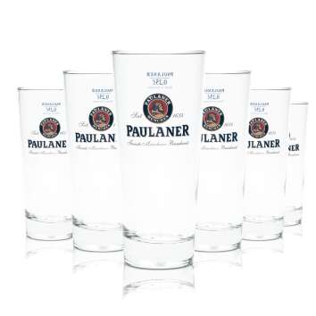 6x Paulaner Beer Glass 0,25l Mug Willi Glasses Cup...