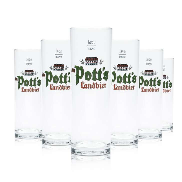 6x Potts Beer Glass 0,25l Kölsch Stange Landbier Glasses Willi Mug Cup Cup