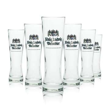 6 King Ludwig Beer Glass 0,3l White Beer Glass Exclusive new
