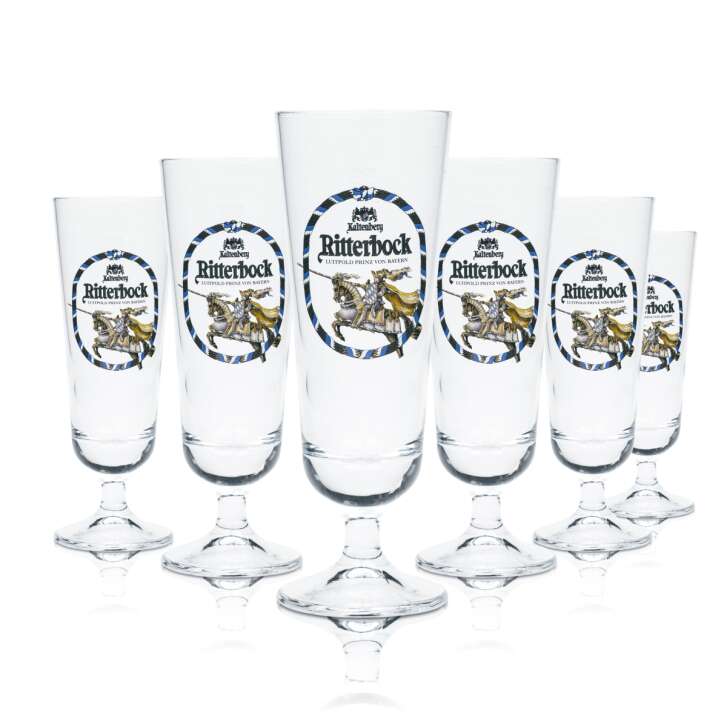 6x King Ludwig beer glass 0.25l Ritterbock glasses Tulip Luitpold Prince of Bavaria