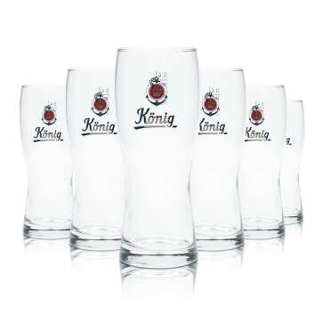 6x König Pilsener beer glass 0,4l mug Willi glasses...