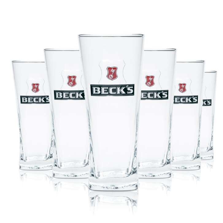 6x Becks Beer Glass 0,3l Mug Henry Willi Glasses Relief Cup Brewery Print Beer